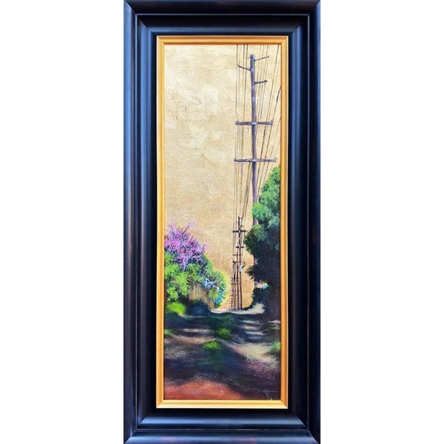 Impressionist Duke Windsor, "Pink Bougainvilleas", Impressionist Cityscape Painting, Acrylic, Framed For Sale - Image 3 of 3