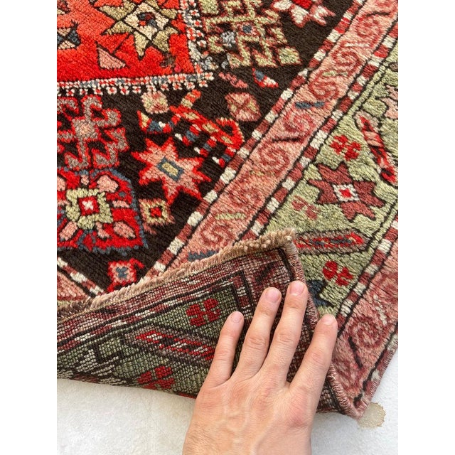 Antique Caucasian Sage Green Border Charcoal Black Field Rug 3.11 x 5.8 For Sale - Image 4 of 10