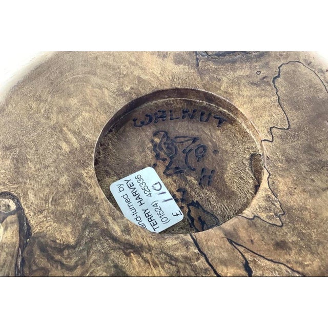Terry Harvey Hand-Turned Walnut Vase Signed With Care Cards — Large 11.8" Vessel For Sale - Image 4 of 6