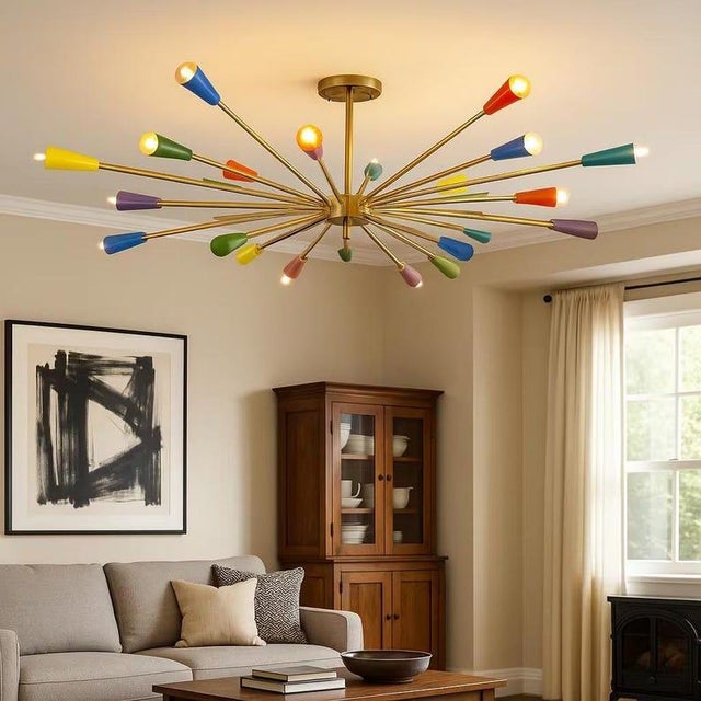 Transform your space with this stunning 16-Light Mid Century Sputnik Chandelier, a statement lighting fixture designed to...