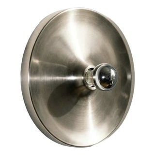 Modernist Space Age UFO Disc Wall Light in Steel and Chrome, 1970s For Sale