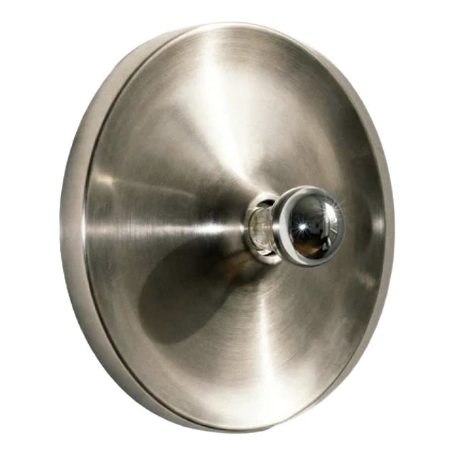 Modernist Space Age UFO Disc Wall Light in Steel and Chrome, 1970s For Sale