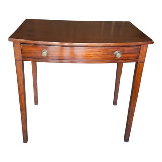 19th Century Federal Bow Front Mahogany Single Drawer Side Table For Sale