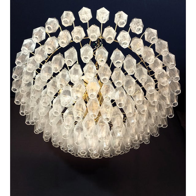 Handmade Crystal Polyhedron Glass Chandelier, 1962 For Sale - Image 10 of 12