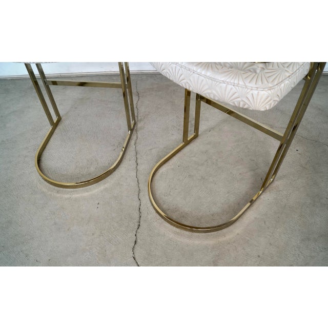 1980’s Art Deco Hollywood Regency Brass Bar Stools - A Pair For Sale - Image 11 of 12