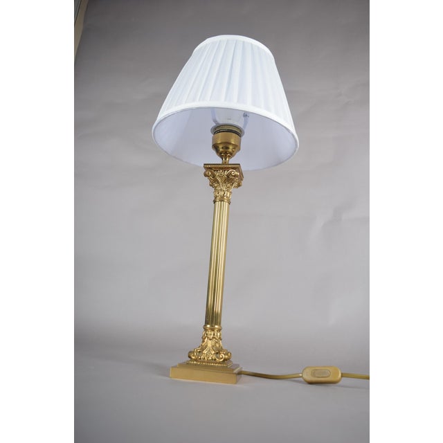 Tall Vintage Neoclassical Brass Table Lamp with Black Marble Base, 1950s For Sale - Image 11 of 12