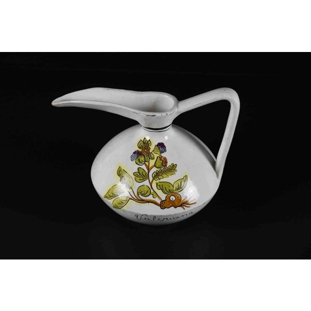 Vintage Floral Ceramic Pitcher by Deruta, Italy, 1970s For Sale - Image 4 of 5