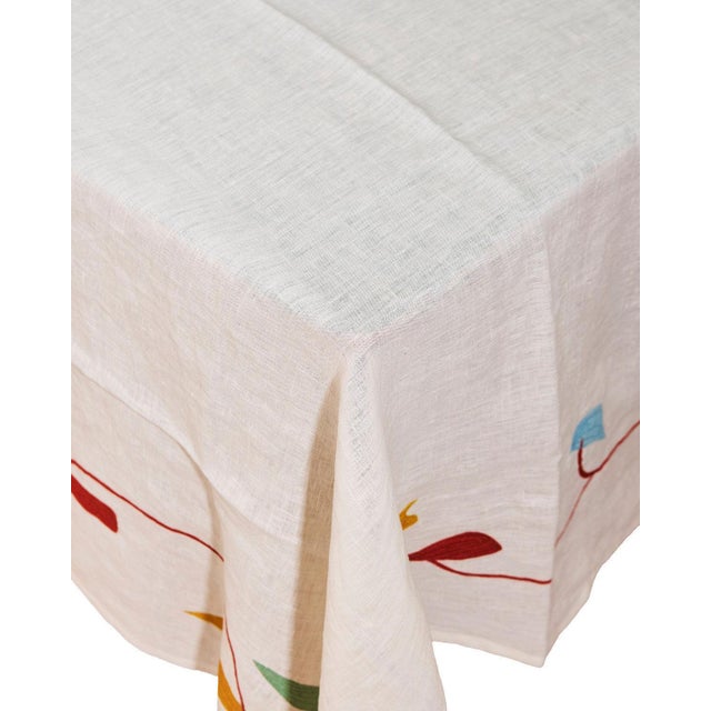 Misette Mobile Linen Tablecloth in Multicolor For Sale In New York - Image 6 of 6