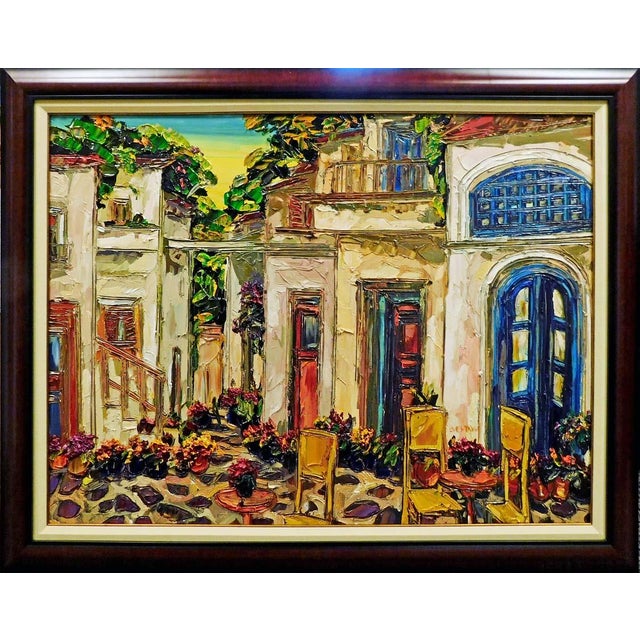 "Terattoria" framed Original Acrylic Painting on Canvas by Maya Eventov Hand Signed by the Artist museum mounted, matted...