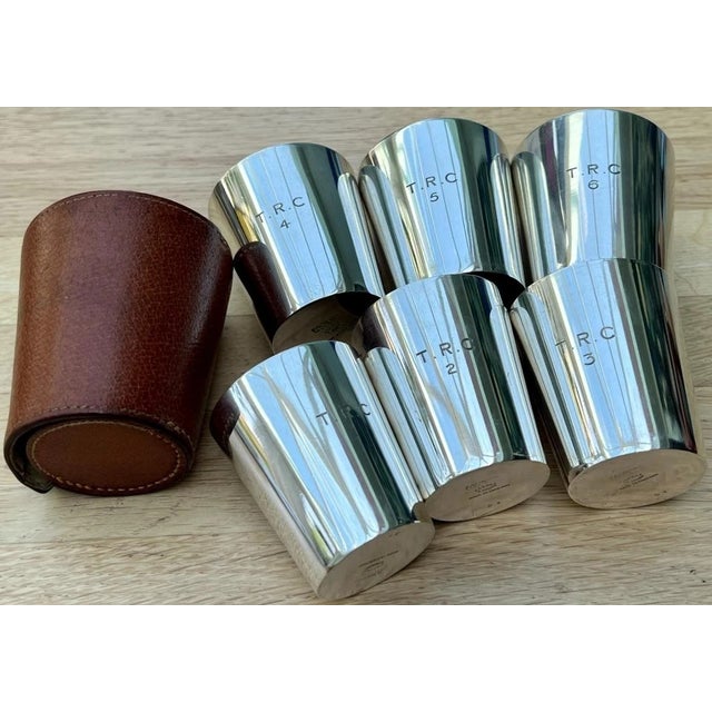 Asprey of London Set X 6 Silver Plated Stacking Travel Shot Cups For Sale - Image 4 of 18