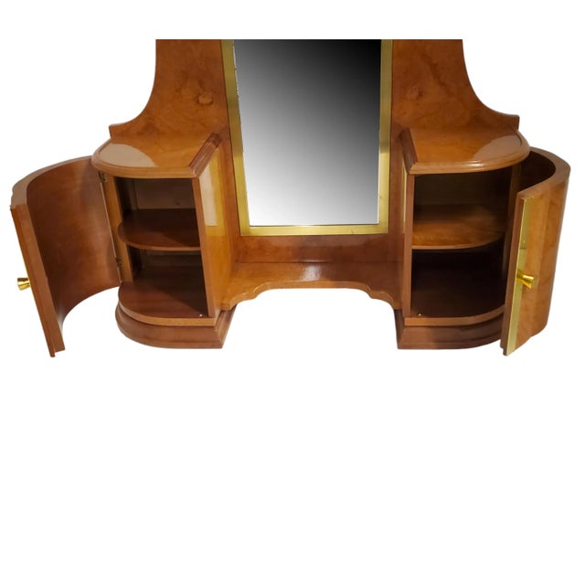 Early 20th Century French Art Deco Amboyna Vanity/ Dressing Table With Brass Trim For Sale - Image 12 of 12