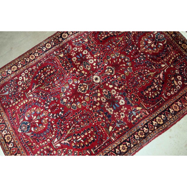 Persian 1920s, Handmade Antique Persian Sarouk Rug 3.2' X 5.3' For Sale - Image 3 of 7