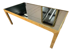 1980s Henredon Scene Two Burl Wood Mirror Dining Table