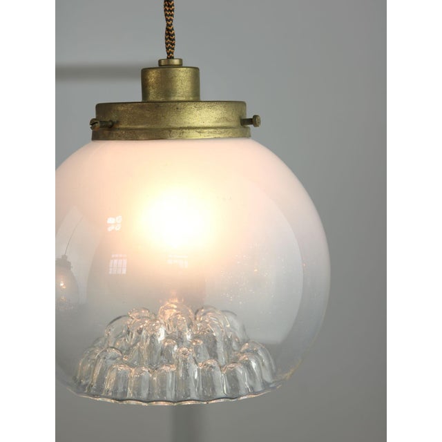 Metal Mid-Century Murano Glass and Brass Pendant Lamp For Sale - Image 7 of 16