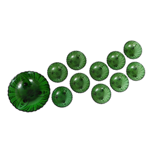 1940’s Anchor Hocking Emerald Green “Inspiration” Glass Bowls Set, 11pcs