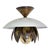 Lotus Brass Flush Mount Light Fixture With Antique Brass and Matte White Finish For Sale