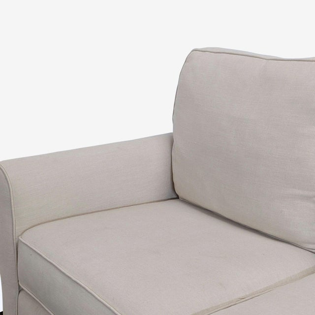 Beige Pottery Barn Buchanan 3-Seat Beige Sofa With Rolled Arms For Sale - Image 8 of 10