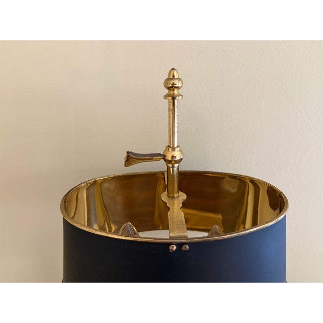 Metal Mid 20th Century Brass Bouillotte Lamp With Adjustable Black Tole Shade For Sale - Image 7 of 16