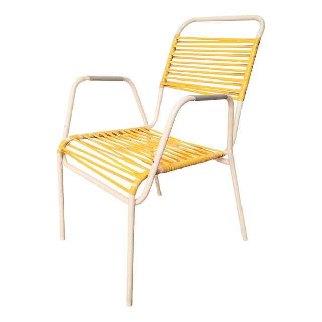Vintage Yellow Spaghetti Armchair. 1970-1975 For Sale