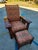 Oxblood Red Vintage Stickley Cherry Wood Bow Slant Arm Morris Reclining Chair & Ottoman For Sale - Image 8 of 9