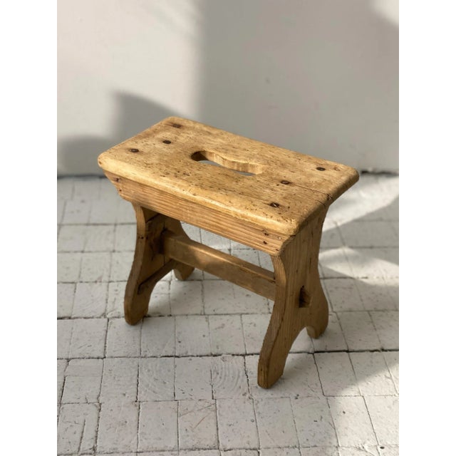 Vintage Natural Pine Primitive / Farmhouse Stool, Circa 1920s. Primitive in style and likely a home-made piece for...