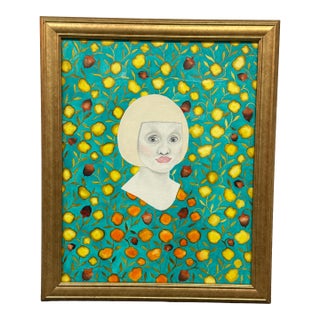Sofia Bonati Lucia Art Nouveau Watercolor, Framed For Sale