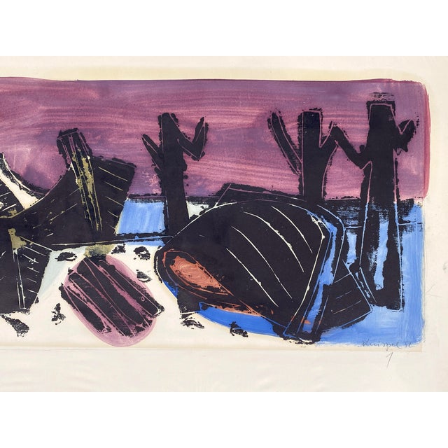 Black Ulrich Knispel, Am Steg, 1952, Monotype and Gouache on Paper For Sale - Image 8 of 13