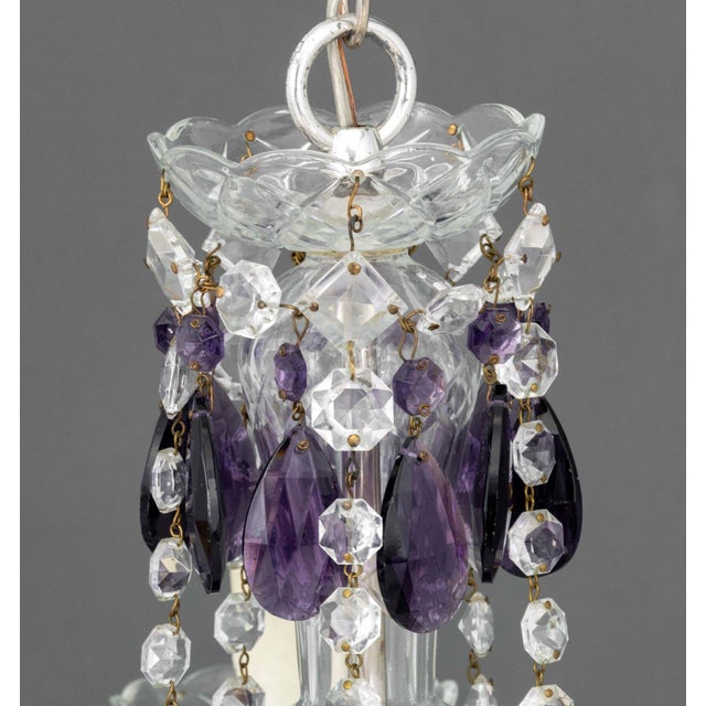 Murano Amethyst Glass Five-Branch Chandelier For Sale - Image 4 of 11