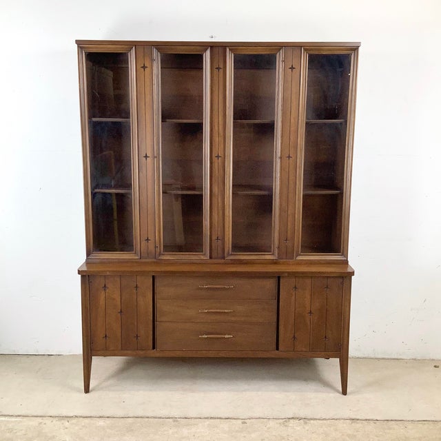 Mid-Century Modern MCM "Saga" Sideboard With Display Cabinet by Broyhill For Sale - Image 3 of 12