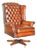Chesterfield Wingback Swivel Office Chair in Hand-Dyed Leather from Harrods London, 1970s For Sale