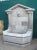 Hand-carved in Northern Italy in the Neoclassical style, this limestone wall fountain features a triangular pediment...