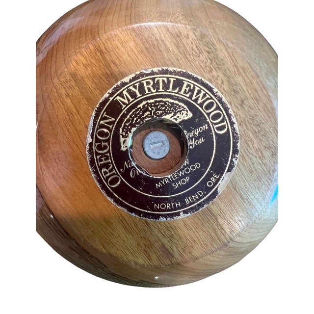 Tan Vintage Myrtlewood Bowl With Brass Handle For Sale - Image 8 of 8