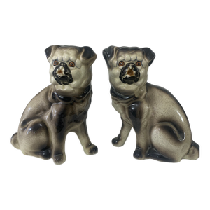 Vintage Taiwan Ceramic Pug Dog Figurines – Pair