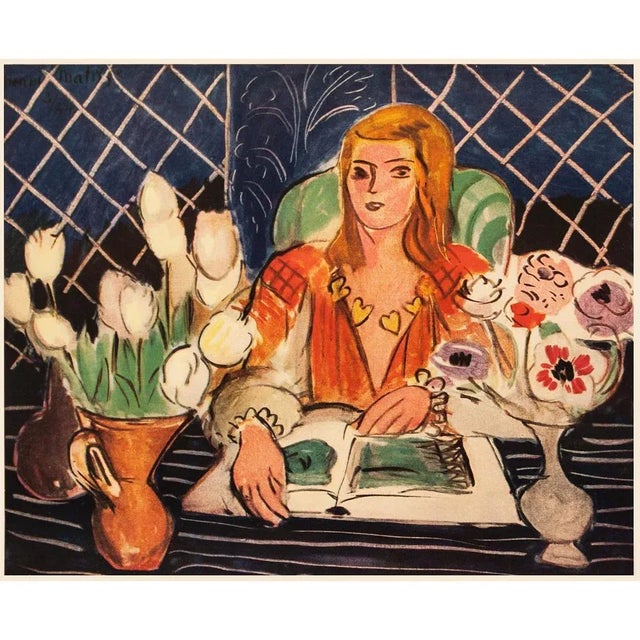 Navy Blue 1940s After Henri Matisse "Annelies", First Edition Period Swiss Offset Lithograph For Sale - Image 8 of 9