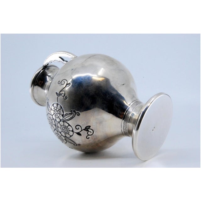 Silver Vase with Engraved Floral Motifs For Sale - Image 5 of 12