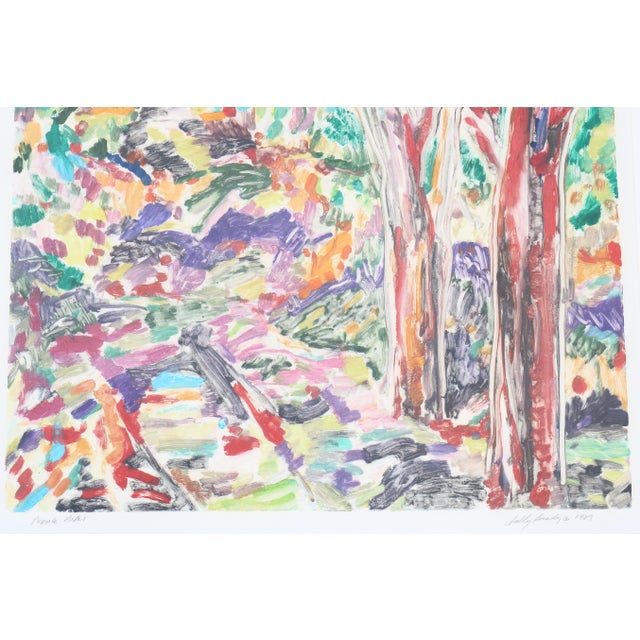 1989 Sally Brody Purple Path Water-Based Inks Monotype Painting One-of-a-Kind For Sale - Image 9 of 18