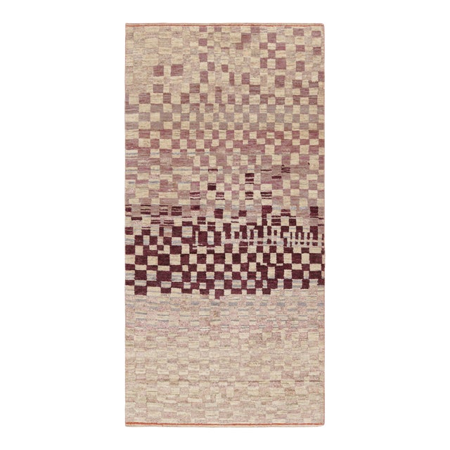 Rug & Kilim’s Moroccan Style Rug With Pink and Cream Geometric Patterns For Sale