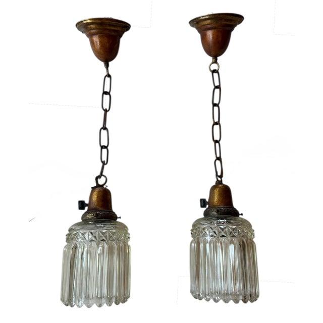 Early 20th Century Rare Jefferson Glass Handing Pendant Light Fixtures For Sale In Los Angeles - Image 6 of 6