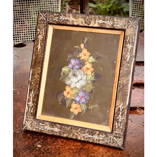 1920s Fantastic Original Authentic Antique Botanical Oil Painting 1920 Still Life Signed Cluster of Flowers Antique Frame For Sale - Image 5 of 8