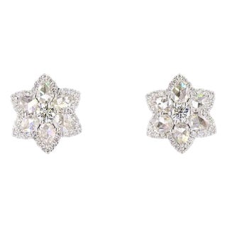 2.5 Carat Round Brilliant Cut Diamond Gold Earrings, Pair For Sale