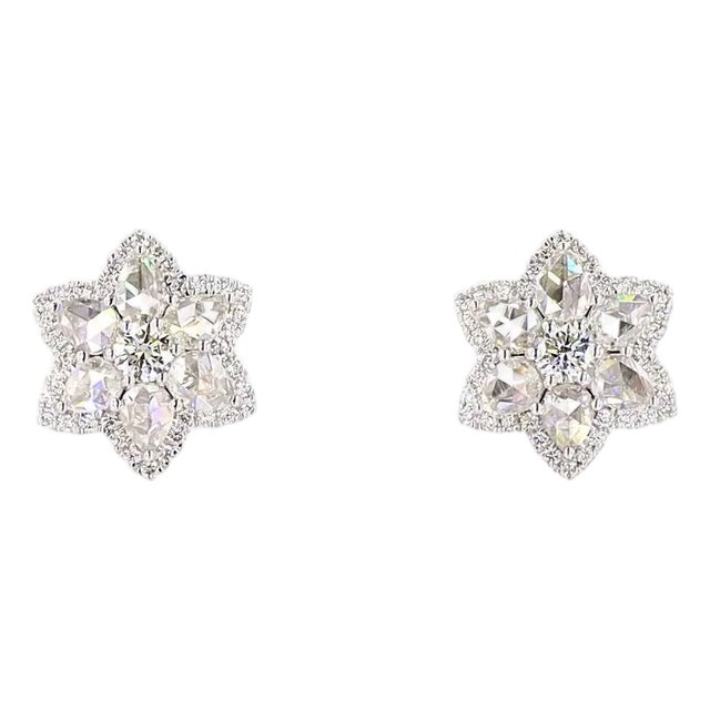 2.5 Carat Round Brilliant Cut Diamond Gold Earrings, Pair For Sale