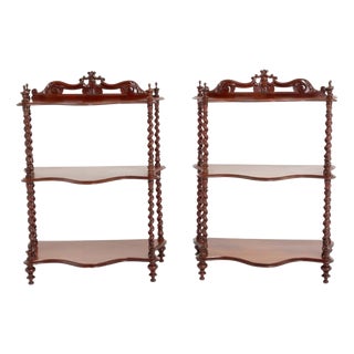 Victorian Whatnot Bookshelves in Mahogany, 1870s, Set of 2 For Sale
