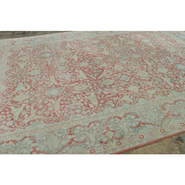 Rug & Kilim Antique Persian Tabriz Rug With Floral Patterns in Red and Blue Tones - Rug & Kilim For Sale - Image 4 of 7