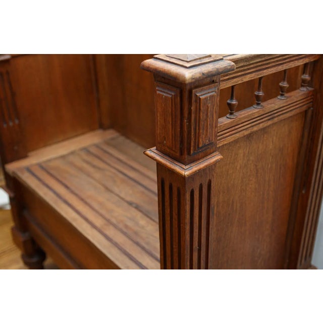 Traditional 19th Century Hand Carved Dutch Oak Hall Bench For Sale - Image 3 of 13
