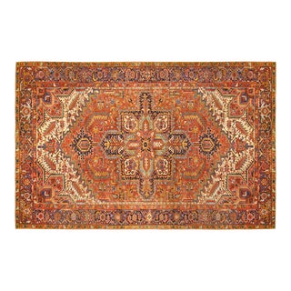 Antique Persian Decorative Oriental Heriz Rug in Room Size For Sale