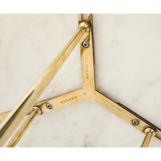 Cedric Hartman Brass and Carrara Marble Side Table For Sale - Image 12 of 16