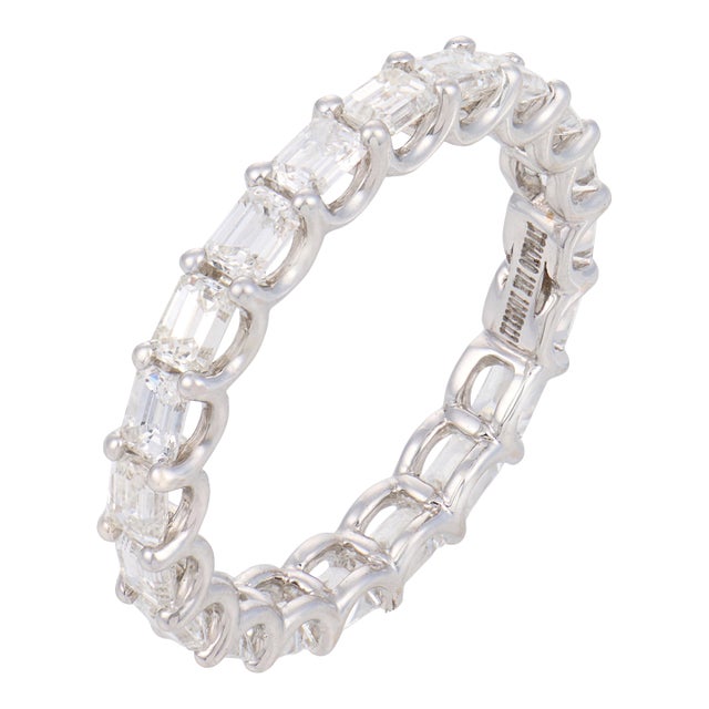 Lugano 2.07 Carat Diamond 18k White Gold Eternity Band, Size 6.25 For Sale