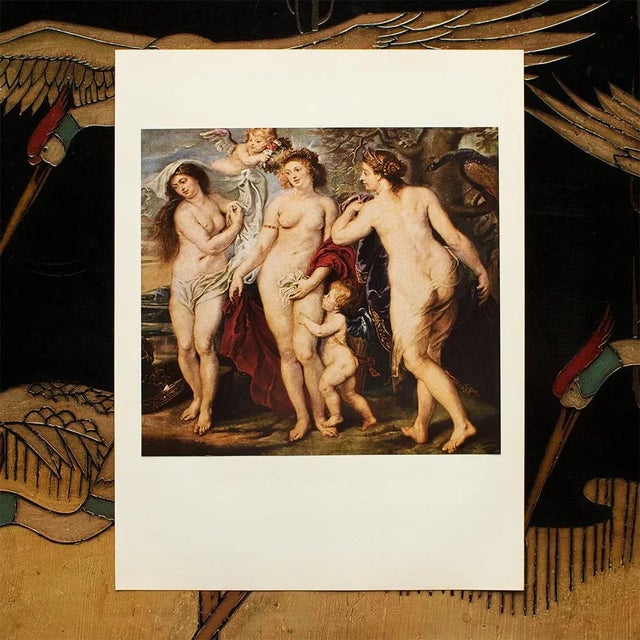 American 1955 After Rubens, Portion of "The Judgment of Paris" Vintage Full-Color Print For Sale - Image 3 of 8
