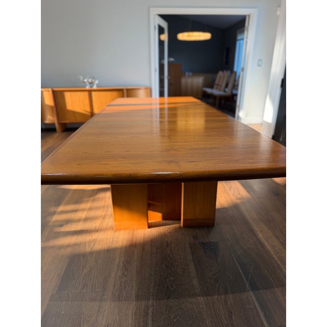 Brown Danish Modern Teak Expanding Dining Table by Nordisk Furniture, Denmark – Self-Storing Leaves For Sale - Image 8 of 18