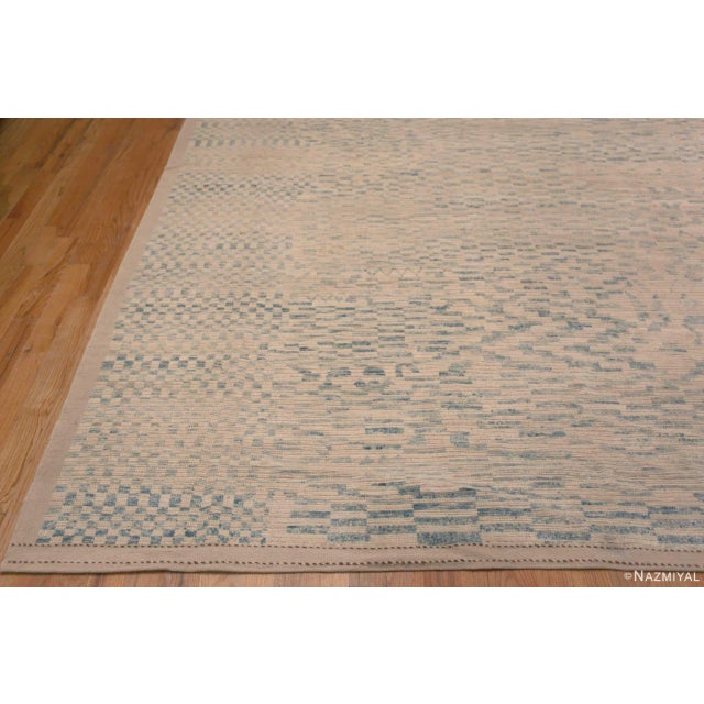 Textile Abstract Cream Light Blue Large Geometric Modern Area Rug For Sale - Image 7 of 9